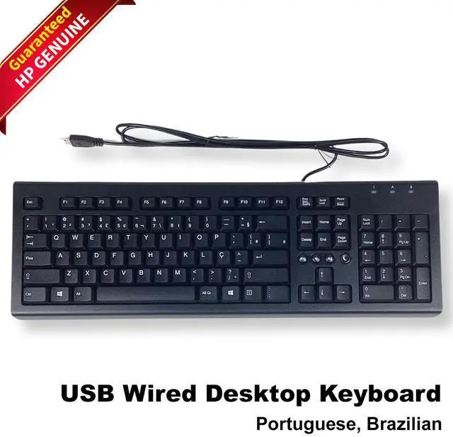 Main image of HP PR1101U USB Wired Desktop Keyboard QWERTY / ABNT2 Brazilian Layout Full-Size, Plug & Play, Compatible with Windows & Mac Wired Multimedia Keyboard 697737-202, 505130-121
