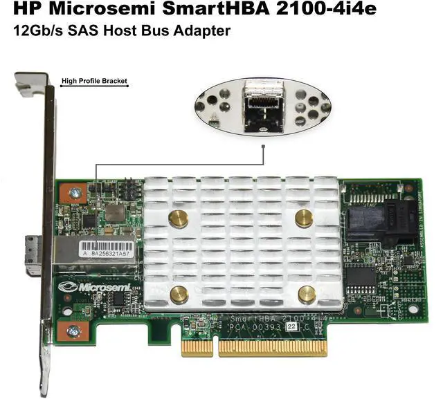 Alt view image 2 of 6 - HP Microsemi SmartHBA 2100-4i4e 12 Gb/s SAS Host Bus Adapter 858096-001