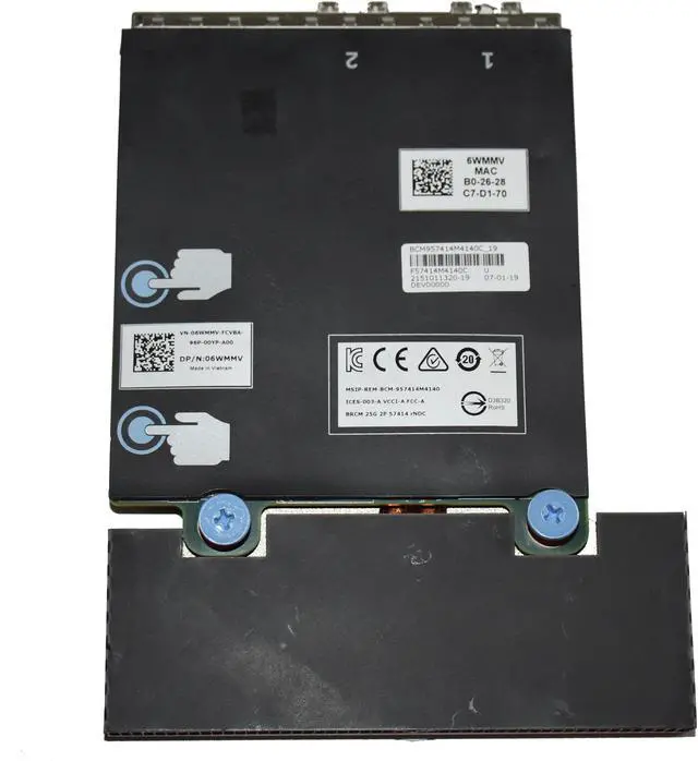 Alt view image 4 of 7 - Dell Broadcom 57414 Dual Port 25GbE SFP28 Rack Network Daughter Card 6WMMV