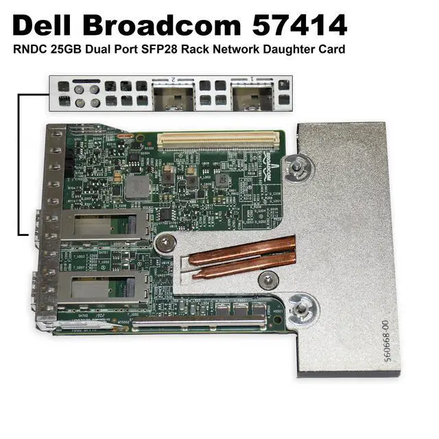 Alt view image 2 of 7 - Dell Broadcom 57414 Dual Port 25GbE SFP28 Rack Network Daughter Card 6WMMV