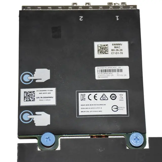 Alt view image 3 of 7 - Dell Broadcom 57414 Dual Port 25GbE SFP28 Rack Network Daughter Card 6WMMV