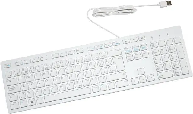 Alt view image 3 of 6 - Dell KB216 Wired Keyboard QWERTY French-Canadian Chiclet Multimedia USB Wired White 1PJRJ
