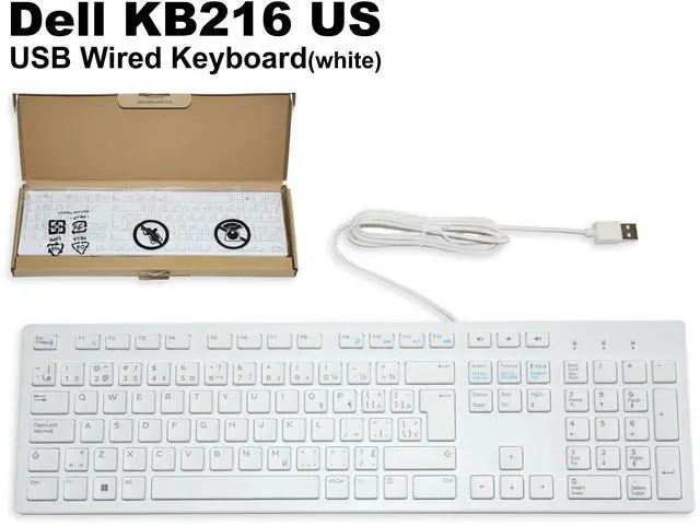 Alt view image 2 of 6 - Dell KB216 Wired Keyboard QWERTY French-Canadian Chiclet Multimedia USB Wired White 1PJRJ