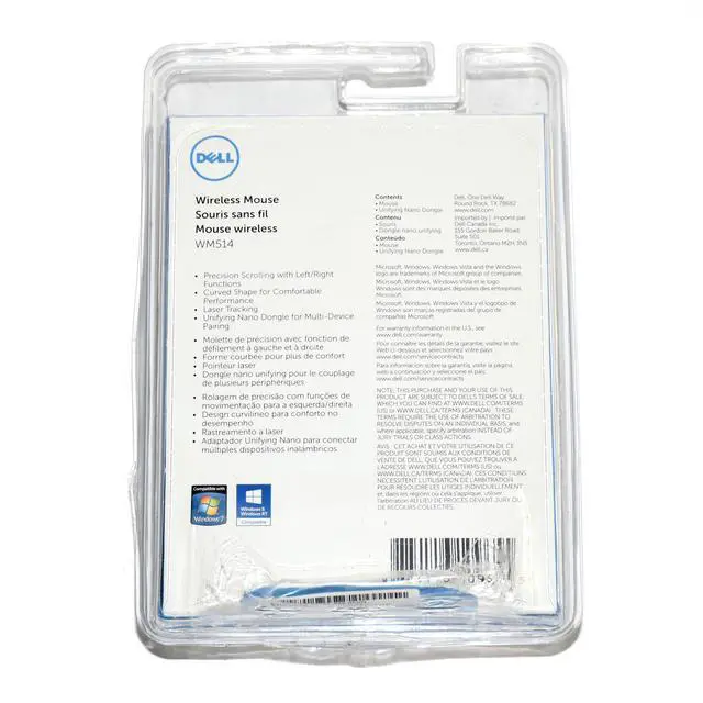 Alt view image 6 of 7 - Dell WM514 Wireless Laser Mouse 2.4GHz USB Nano Receiver Black DR1KP