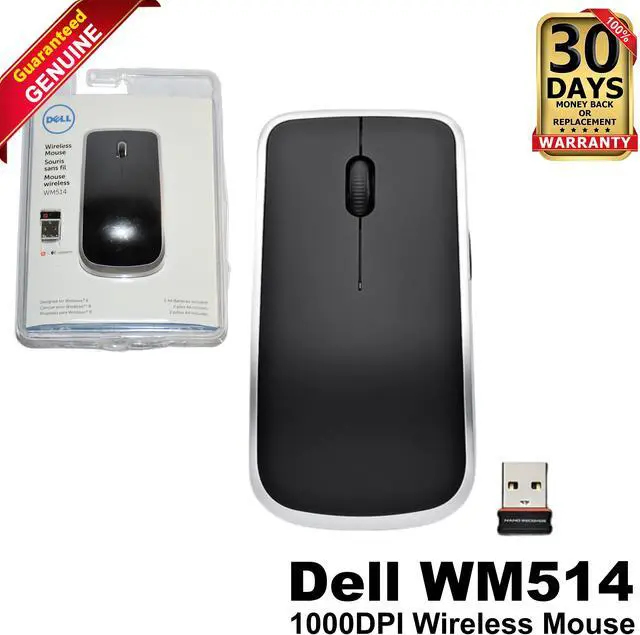 Main image of Dell WM514 Wireless Laser Mouse 2.4GHz USB Nano Receiver Black DR1KP
