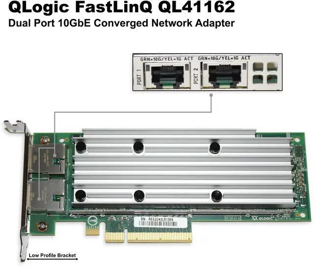 Alt view image 2 of 6 - Dell QLogic FastlinQ QL41162 Dual Port 10GbE Converged Network Adapter 2J3X7