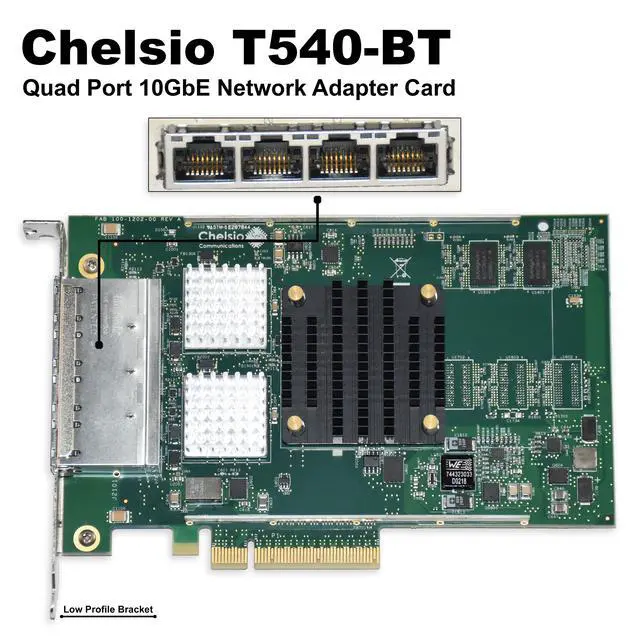 Alt view image 2 of 7 - Dell Chelsio T540-BT Quad Port 10GbE Network Adapter Card 2RGPF