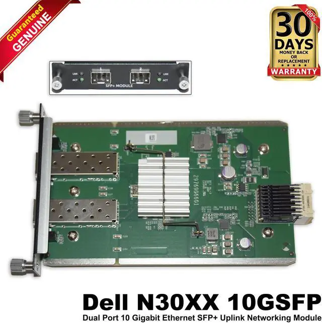 Main image of Dell N30XX 10GSFP Dual Port 10 Gigabit Ethernet SFP+ Uplink Networking Module 41VC3