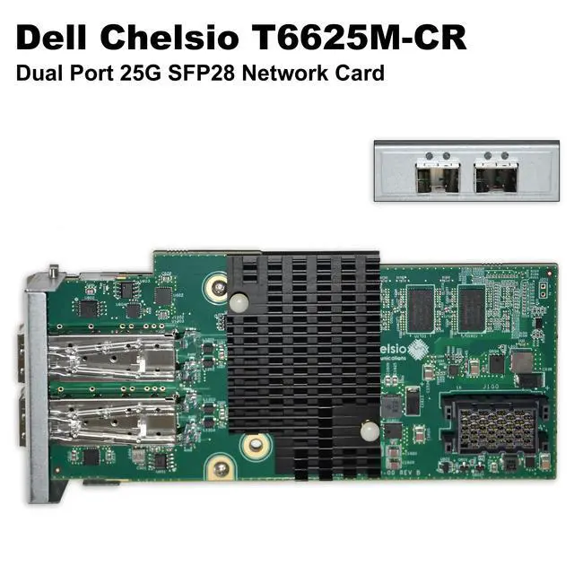 Alt view image 2 of 6 - Dell Chelsio T6625M-CR Dual Port 25G SFP28 Network Card C9GKH