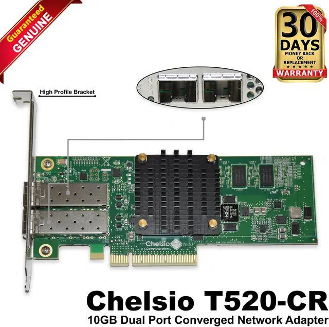 Main image of Dell Chelsio T520-CR 10GB Dual Port Converged Network Adapter PDHV4