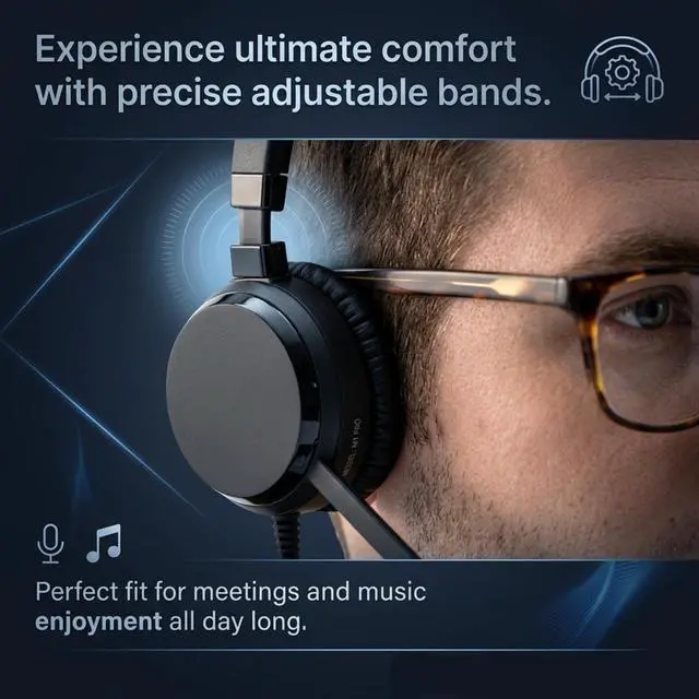 Alt view image 4 of 7 - NXT Technologies UC-2000 Stereo Headset, Sound by Jabra Headset , with Noise-Canceling Mic & Adjustable Headband, USB-A Wired Headphone Works with Online Meeting Platforms, On-Ear Long-Lasting Comfort