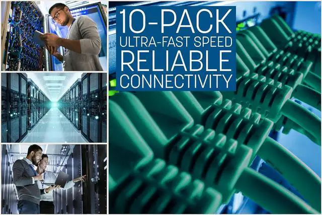 Alt view image 4 of 7 - Intellinet Cat6 U/UTP Slim Network Patch Cable, 0.5 ft., Green, 10-Pack, 10G, 250 MHz, 100% Copper, 30 AWG, RJ45, Stranded, Snag-free, Gold-plated Contacts