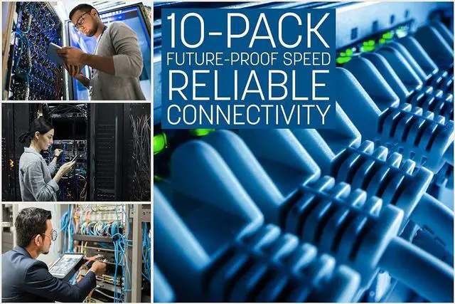 Alt view image 2 of 6 - Intellinet Cat8.1 U/FTP Slim Network Patch Cable, 7 ft., Blue, 10-Pack, 40G, 2 GHz, 100% Copper, 30 AWG, RJ45, Stranded, Snag-free, Gold-plated Contacts