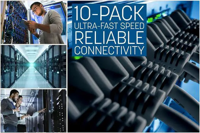 Alt view image 3 of 5 - Intellinet Cat6 U/UTP Slim Network Patch Cable, 10 ft., Black, 10-Pack, 10G, 250 MHz, 100% Copper, 30 AWG, RJ45, Stranded, Snag-free, Gold-plated Contacts