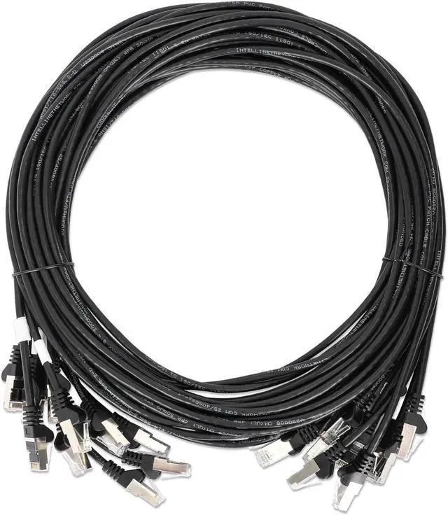 Alt view image 6 of 6 - Intellinet Cat8.1 U/FTP Slim Network Patch Cable, 10 ft., Black, 10-Pack, 40G, 2 GHz, 100% Copper, 30 AWG, RJ45, Stranded, Snag-free, Gold-plated Contacts