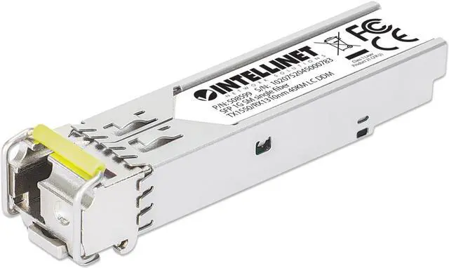 Main image of Intellinet Gigabit Fiber WDM Bi-Directional SFP Optical Transceiver Module, 1000Base-BX-D (LC) Single-Mode Port, 40 km (25 mi.), BiDi WDM (RX1310/TX1550), MSA-compliant for Maximum Compatibility, Silv