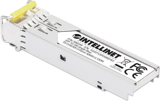 Alt view image 2 of 5 - Intellinet Gigabit Fiber WDM Bi-Directional SFP Optical Transceiver Module, 1000Base-BX-D (LC) Single-Mode Port, 40 km (25 mi.), BiDi WDM (RX1310/TX1550), MSA-compliant for Maximum Compatibility, Silv