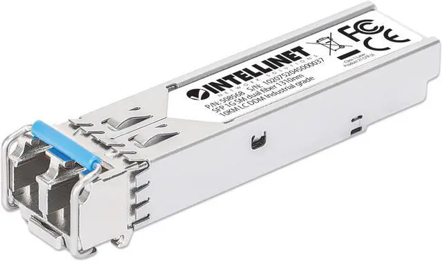 Main image of Intellinet Industrial Gigabit Fiber SFP Optical Transceiver Module, 1000Base-LX (LC) Single-Mode Port, 10 km (6.2 mi.), MSA-compliant for Maximum Compatibility, Silver