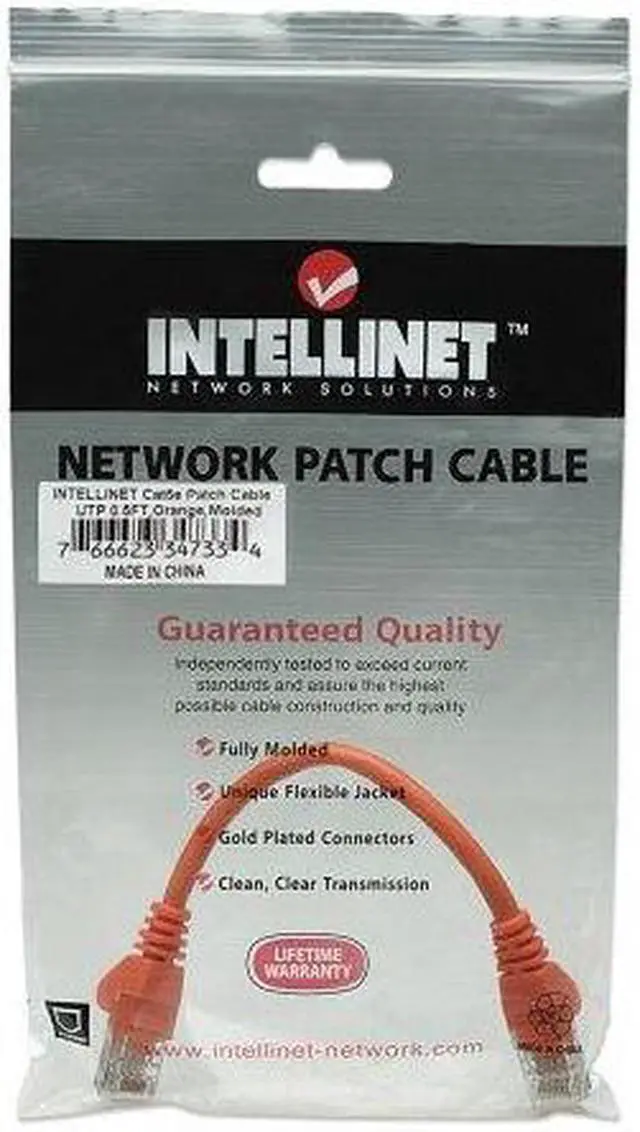 Alt view image 6 of 6 - Intellinet Network Cable, Cat5e, UTP, RJ45 Male / RJ45 Male, 1.5 m (5 ft.), Orange