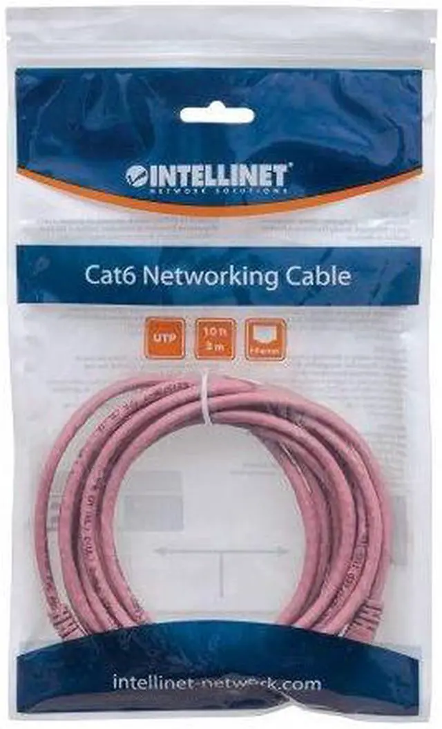 Alt view image 4 of 4 - Intellinet Network Cable, Cat5e, UTP, RJ45 Male / RJ45 Male, 3.0 m (10 ft.), Pink