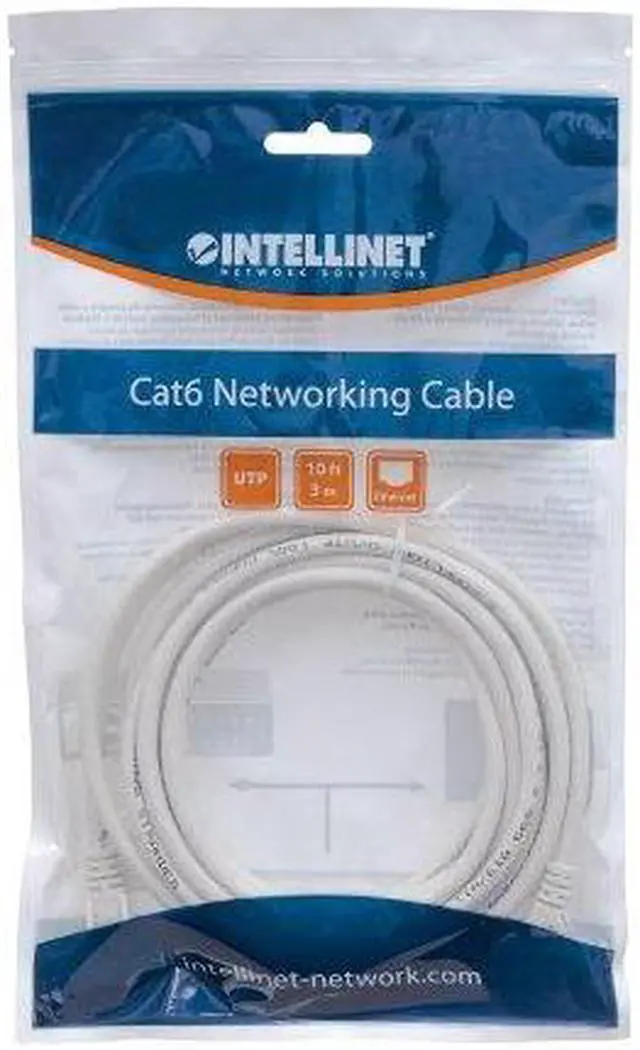 Alt view image 9 of 9 - Intellinet Network Cable, Cat5e, UTP, RJ45 Male / RJ45 Male, 3.0 m (10 ft.), White