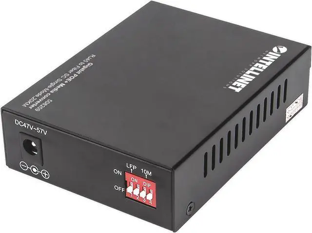 Alt view image 4 of 6 - Intellinet Gigabit PoE+ Media Converter, 1000Base-T RJ45 Port to 1000Base-LX (SC) Single-Mode, 20 km (12.4 mi.), PoE+ Injector