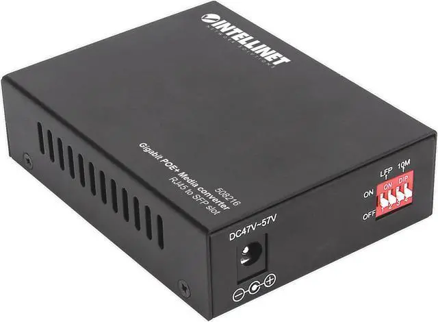 Alt view image 5 of 11 - Intellinet Gigabit PoE+ Media Converter, 1 x 10/100/1000Base-T RJ45 Port to 1 x SFP Port, PoE+ Injector
