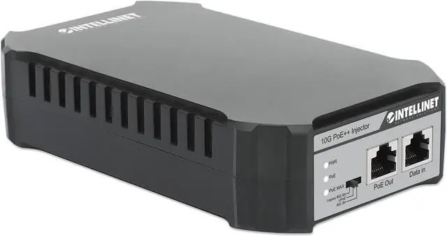 Alt view image 2 of 7 - Intellinet 10G PoE++ Injector, One 95 W Port, IEEE 802.3bt (4PPoE) Compliant, Plastic Housing, Wall-mount Option