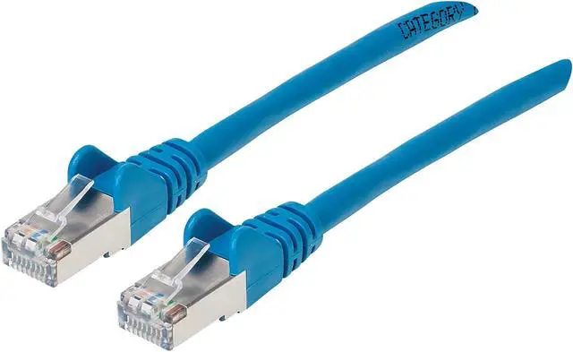 Main image of Intellinet Cat6a S/FTP Network Patch Cable, 10 ft., Blue, 10G, 500 MHz, 100% Copper, 26 AWG, RJ45, Stranded, Snag-free, Gold-plated Contacts
