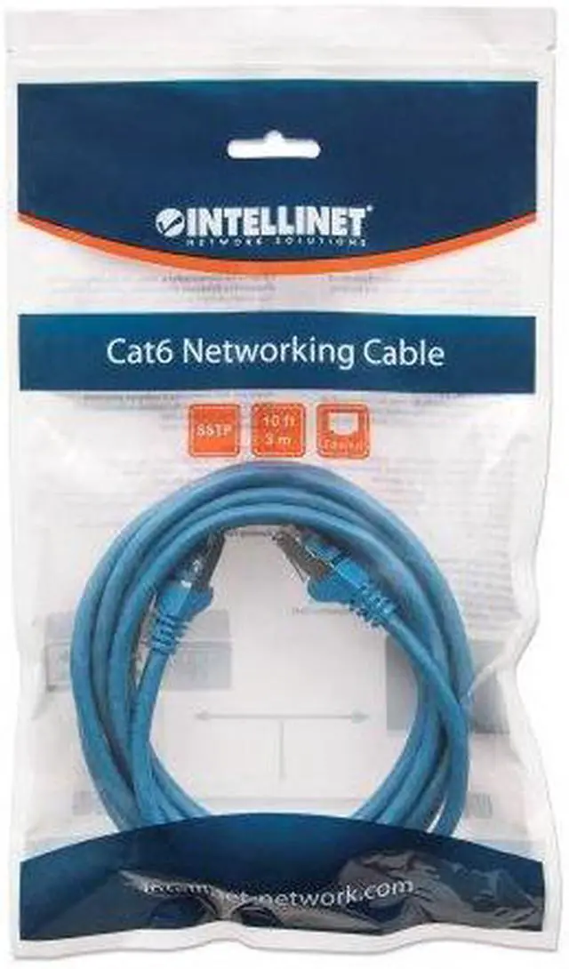 Alt view image 6 of 6 - Intellinet Cat6a S/FTP Network Patch Cable, 10 ft., Blue, 10G, 500 MHz, 100% Copper, 26 AWG, RJ45, Stranded, Snag-free, Gold-plated Contacts