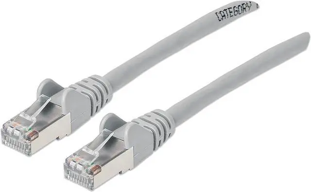 Main image of Intellinet Cat6a S/FTP Network Patch Cable, 10 ft., Gray, 10G, 500 MHz, 100% Copper, 26 AWG, RJ45, Stranded, Snag-free, Gold-plated Contacts