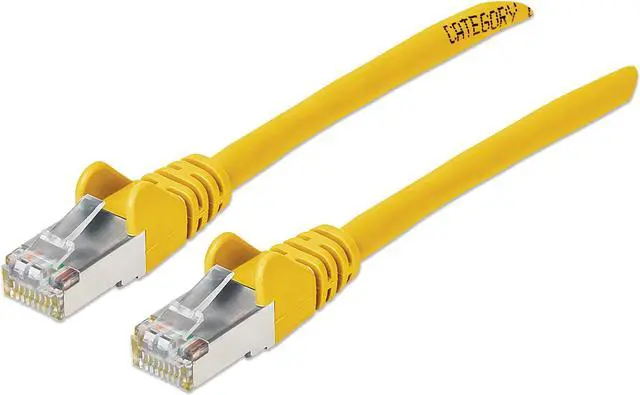 Main image of Intellinet Cat6a S/FTP Network Patch Cable, 14 ft., Yellow, 10G, 500 MHz, 100% Copper, 26 AWG, RJ45, Stranded, Snag-free, Gold-plated Contacts