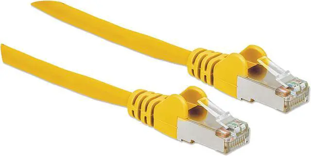 Alt view image 2 of 6 - Intellinet Cat6a S/FTP Network Patch Cable, 14 ft., Yellow, 10G, 500 MHz, 100% Copper, 26 AWG, RJ45, Stranded, Snag-free, Gold-plated Contacts