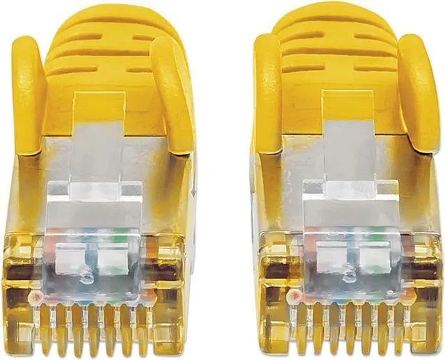 Alt view image 3 of 6 - Intellinet Cat6a S/FTP Network Patch Cable, 14 ft., Yellow, 10G, 500 MHz, 100% Copper, 26 AWG, RJ45, Stranded, Snag-free, Gold-plated Contacts