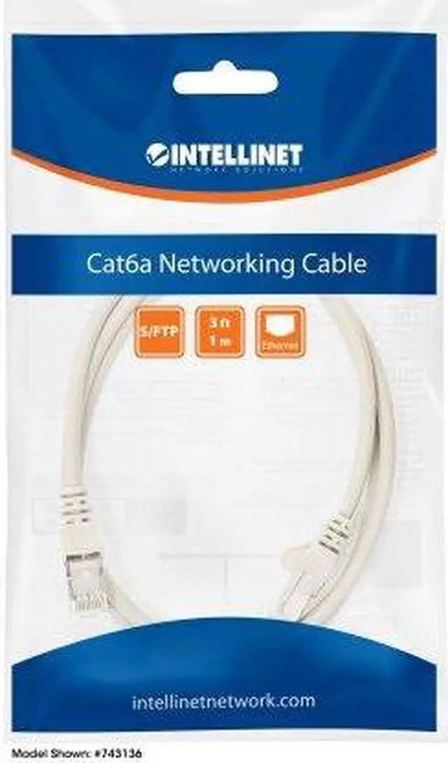 Alt view image 6 of 6 - Intellinet Cat6a S/FTP Network Patch Cable, 7 ft., Gray, 10G, 500 MHz, 100% Copper, 26 AWG, RJ45, Stranded, Snag-free, Gold-plated Contacts