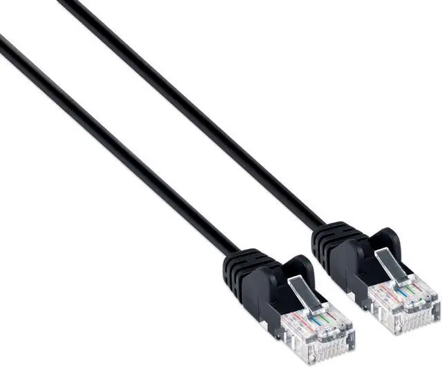 Alt view image 2 of 4 - Intellinet Cat6a U/UTP Slim Network Patch Cable, 10 ft., Black, 10G, 500 MHz, 100% Copper, 30 AWG, RJ45, Stranded, Snag-free, Gold-plated Contacts