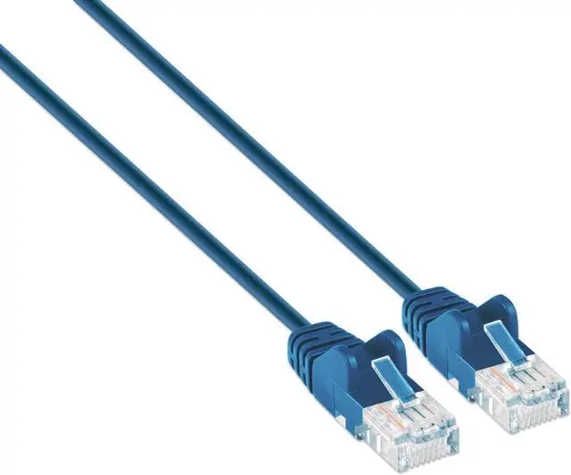 Alt view image 2 of 4 - Intellinet Cat6a U/UTP Slim Network Patch Cable, 10 ft., Blue, 10G, 500 MHz, 100% Copper, 30 AWG, RJ45, Stranded, Snag-free, Gold-plated Contacts