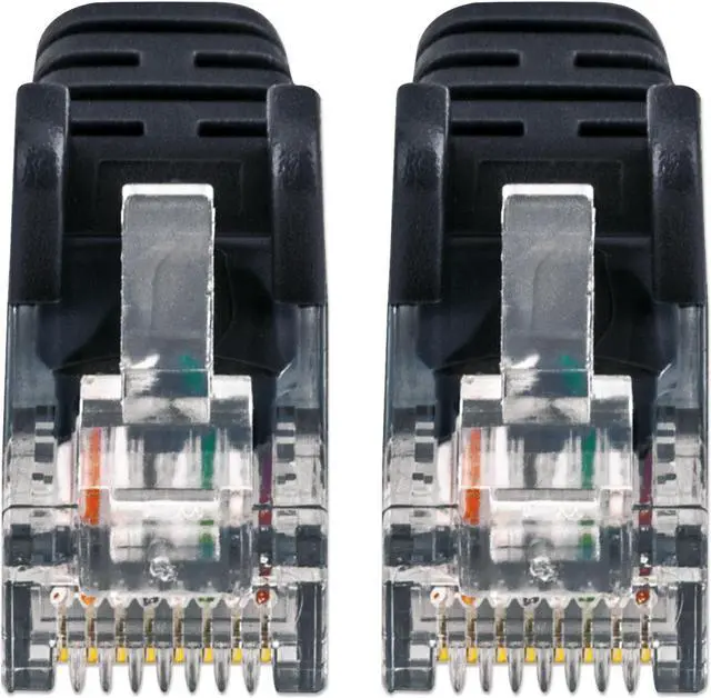 Alt view image 3 of 4 - Intellinet Cat6a U/UTP Slim Network Patch Cable, 7 ft., Black, 10G, 500 MHz, 100% Copper, 30 AWG, RJ45, Stranded, Snag-free, Gold-plated Contacts