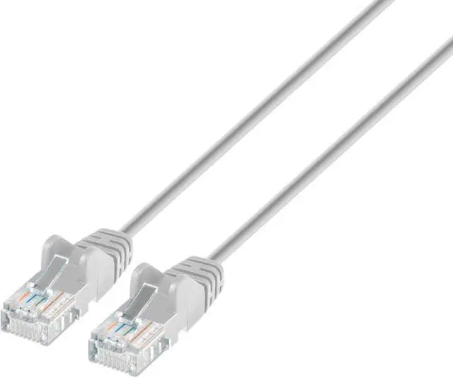 Main image of Intellinet Cat6a U/UTP Slim Network Patch Cable, 7 ft., Gray, 10G, 500 MHz, 100% Copper, 30 AWG, RJ45, Stranded, Snag-free, Gold-plated Contacts
