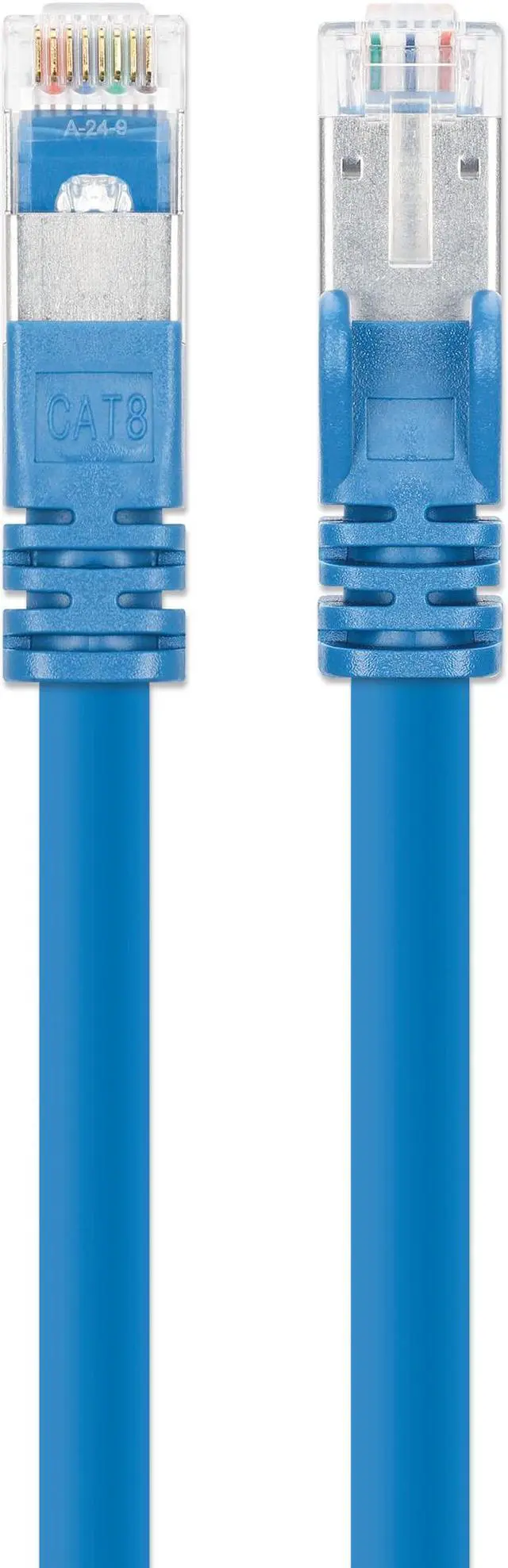 Alt view image 4 of 4 - Intellinet Cat8.1 S/FTP Network Patch Cable, 50 ft., Blue, 40G, 2 GHz, 100% Copper, 24 AWG, RJ45, Stranded, Snag-free, Gold-plated Contacts