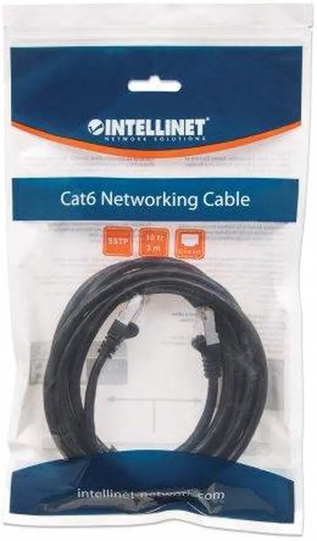Alt view image 7 of 7 - Intellinet Cat6a S/FTP Network Patch Cable, 10 ft., Black, 10G, 500 MHz, 100% Copper, 26 AWG, RJ45, Stranded, Snag-free, Gold-plated Contacts