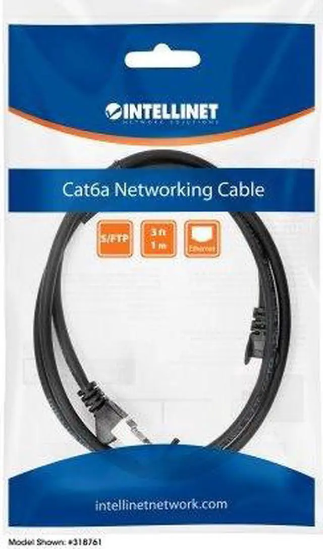 Alt view image 7 of 7 - Intellinet Cat6a S/FTP Network Patch Cable, 7 ft., Black, 10G, 500 MHz, 100% Copper, 26 AWG, RJ45, Stranded, Snag-free, Gold-plated Contacts