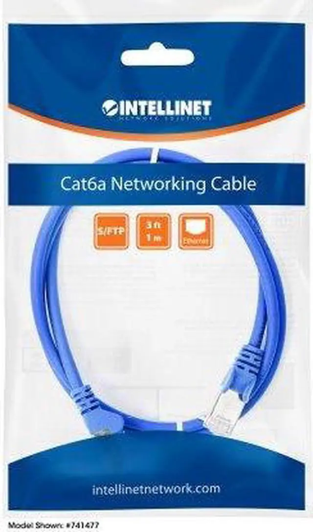 Alt view image 7 of 7 - Intellinet Cat6a S/FTP Network Patch Cable, 14 ft., Blue, 10G, 500 MHz, 100% Copper, 26 AWG, RJ45, Stranded, Snag-free, Gold-plated Contacts