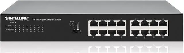 Alt view image 5 of 7 - Intellinet 16-Port Gigabit Ethernet Switch, 16 x 10/100/1000 Mbps RJ45 Ports, Green Ethernet / IEEE 802.3az Energy Efficient Ethernet, Desktop Format, Includes Optional 19" Rackmount Brackets