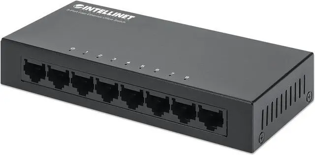 Alt view image 11 of 17 - Intellinet 8-Port Fast Ethernet Office Switch, Desktop Size, Metal, IEEE 802.3az (Energy Efficient Ethernet)
