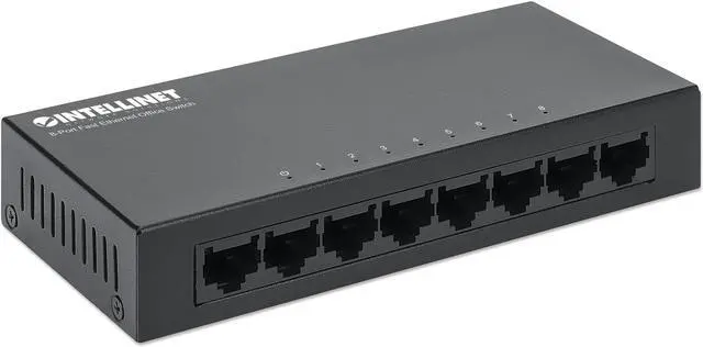 Alt view image 12 of 17 - Intellinet 8-Port Fast Ethernet Office Switch, Desktop Size, Metal, IEEE 802.3az (Energy Efficient Ethernet)