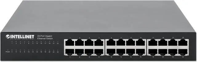Alt view image 5 of 15 - Intellinet 24-Port Gigabit Ethernet Switch, 24 x 10/100/1000 Mbps RJ45 Ports, IEEE 802.3az Energy Efficient Ethernet, Desktop, 19" Rackmount