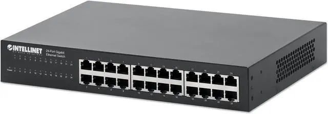Alt view image 3 of 15 - Intellinet 24-Port Gigabit Ethernet Switch, 24 x 10/100/1000 Mbps RJ45 Ports, IEEE 802.3az Energy Efficient Ethernet, Desktop, 19" Rackmount