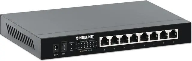 Alt view image 2 of 7 - Intellinet 8-Port 2.5G Ethernet PoE+ Switch, Eight 10/100/1000/2500 Mbps PSE PoE+ Ports, 100 W PoE Power Budget, Unmanaged, Desktop Format, Wall-mount Option, TAA compliant