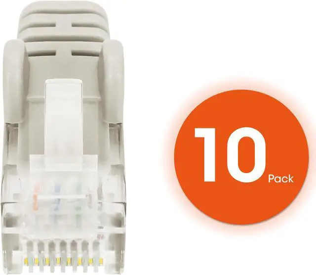 Alt view image 5 of 7 - Intellinet Cat6 U/UTP Slim Network Patch Cable, 0.5 ft., Gray, 10-Pack, 10G, 250 MHz, 100% Copper, 30 AWG, RJ45, Stranded, Snag-free, Gold-plated Contacts